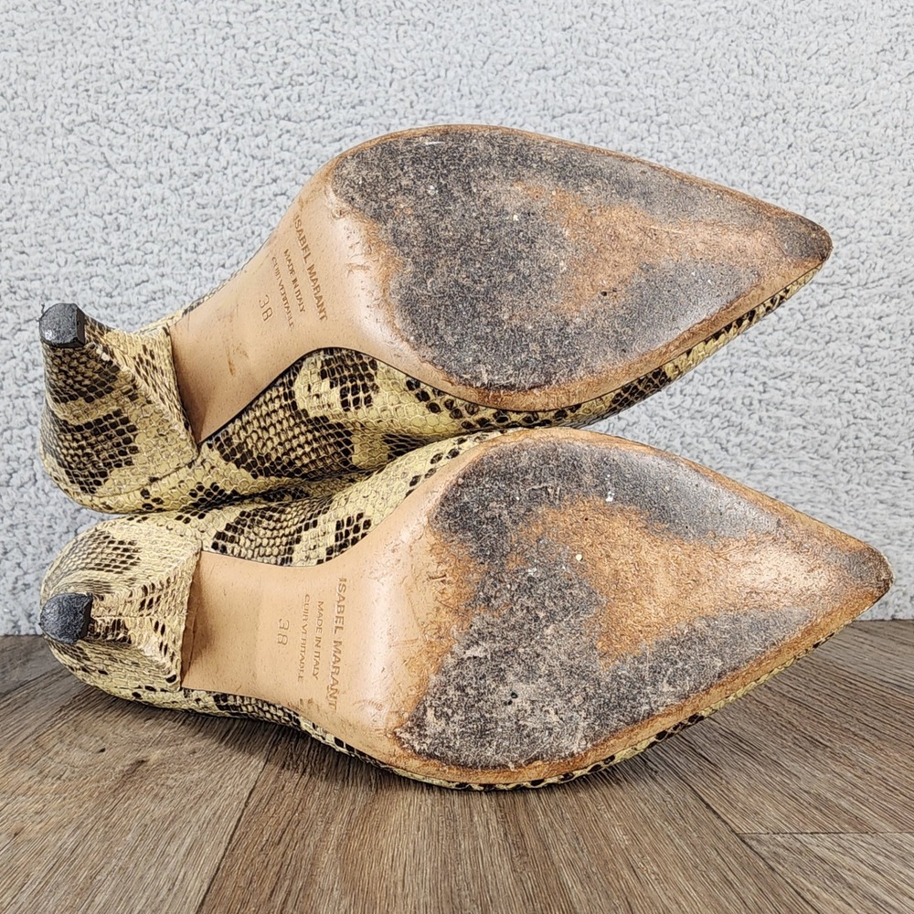 Isabel Marant Snake Print Leather Ankle Boots Italy Italian Size 38 Pull On - Picture 5 of 8
